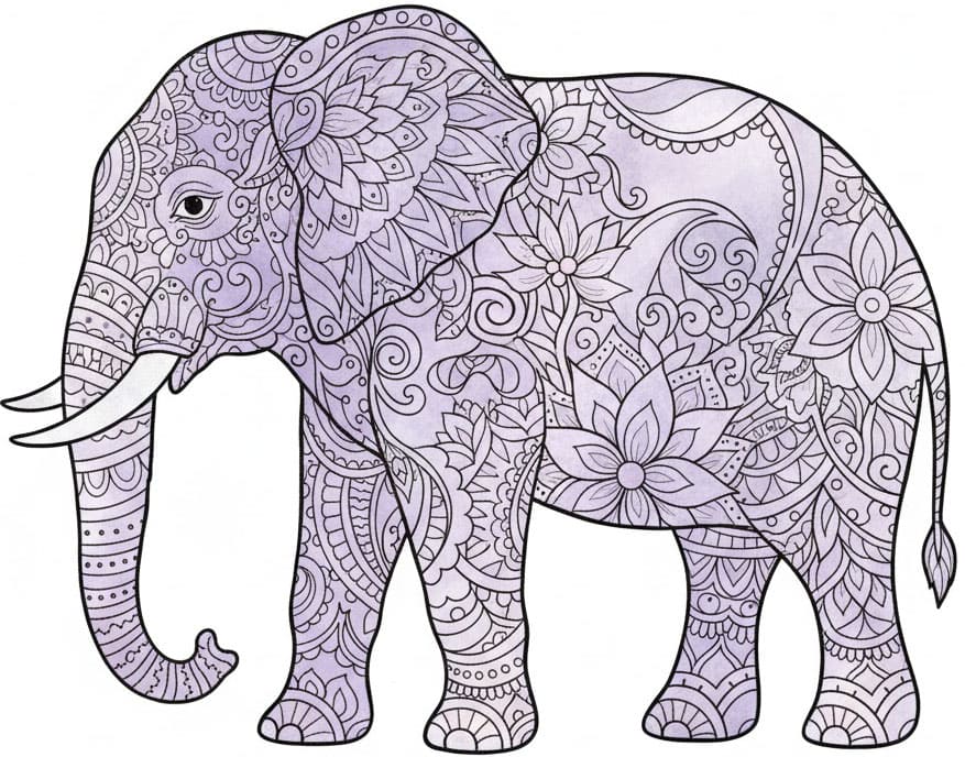 Violet Patterned Elephant Zen Mandala Template Mandalas