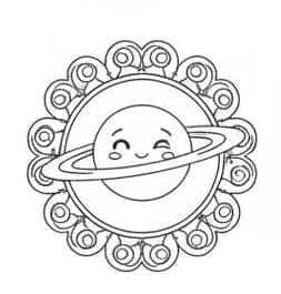 Winking Saturn Planet Mandala Coloring Page Mandalas