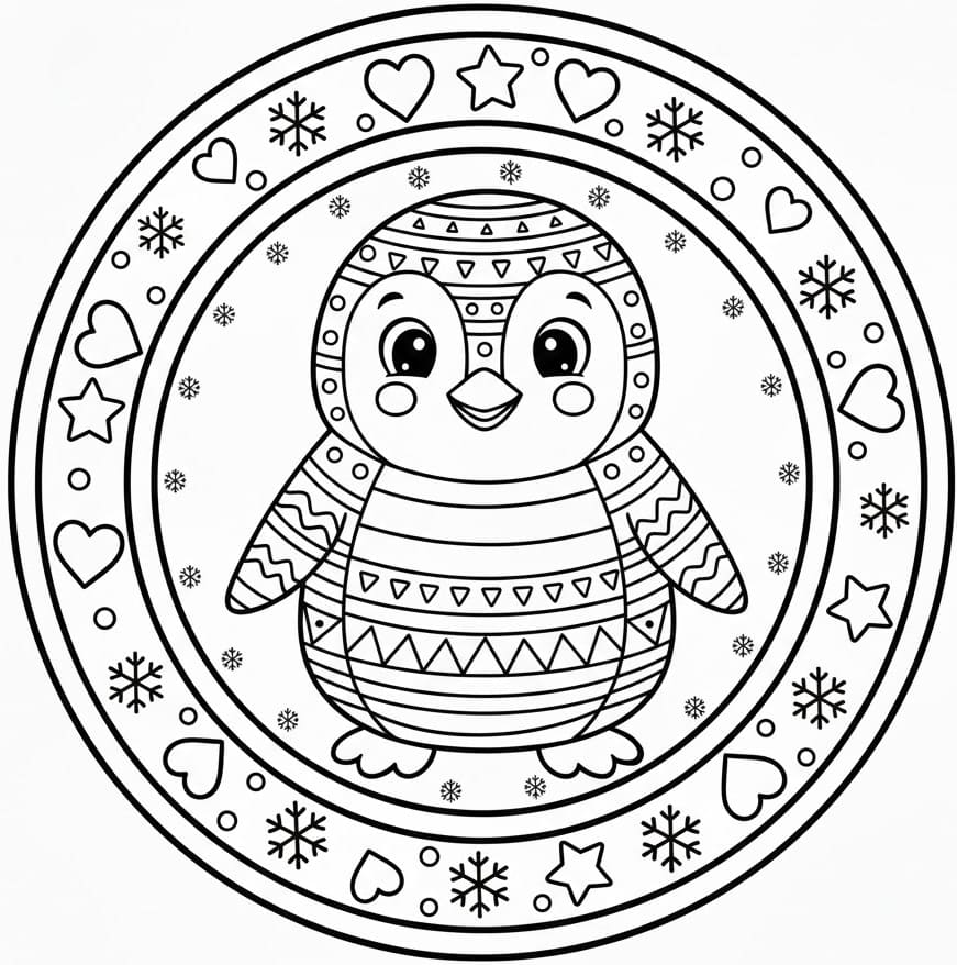 Winter Penguin Mandala Coloring Page Mandalas