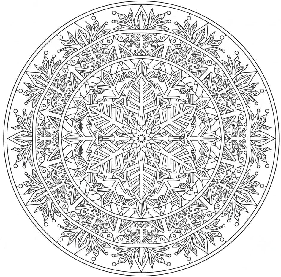 Winter Snowflake Pattern Nature Mandala Template Mandalas