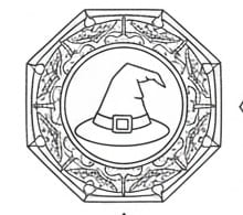Witch Hat Halloween Octagon Mandala Coloring Page Mandalas