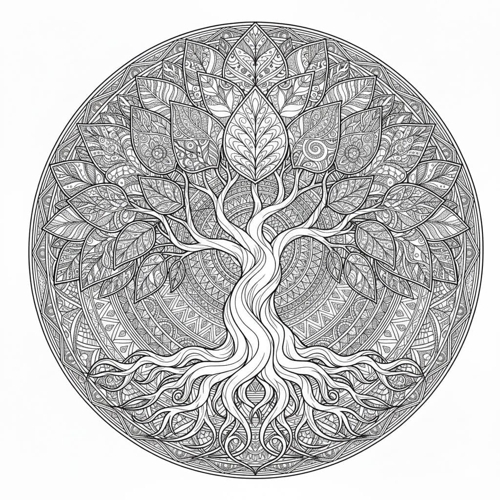 Zen Inspired Tree Of Life Mandala Coloring Page Mandalas
