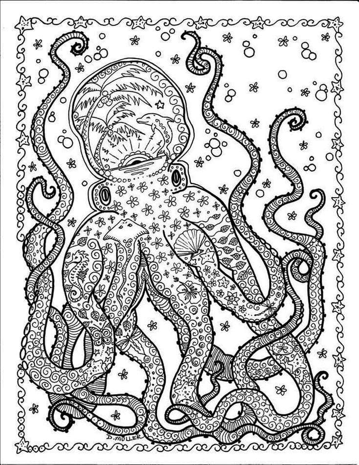 Zentangle Octopus Mandala Coloring Page Mandalas
