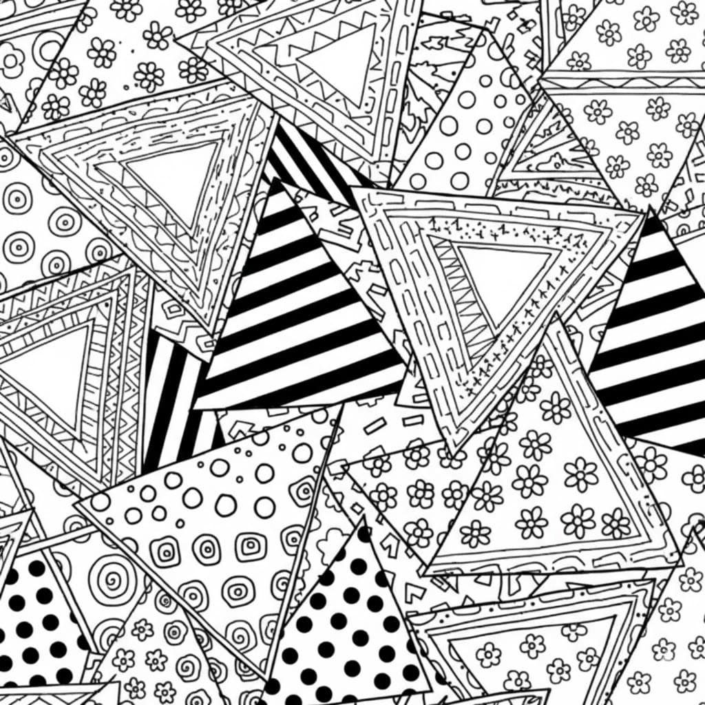 Zentangle Triangle Collage Mandala Coloring Page Mandalas