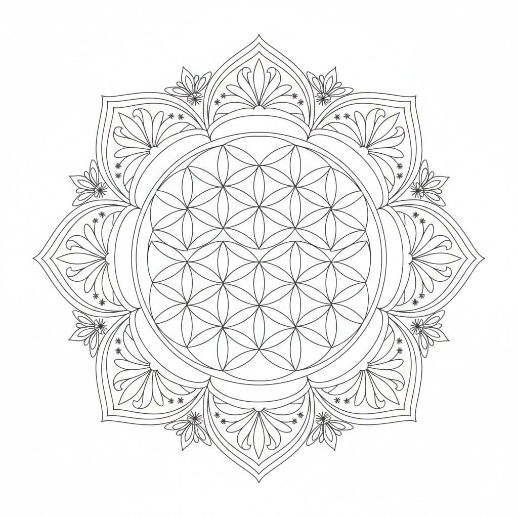 Cosmic Calm Flower of Life Mandala Template Mandalas
