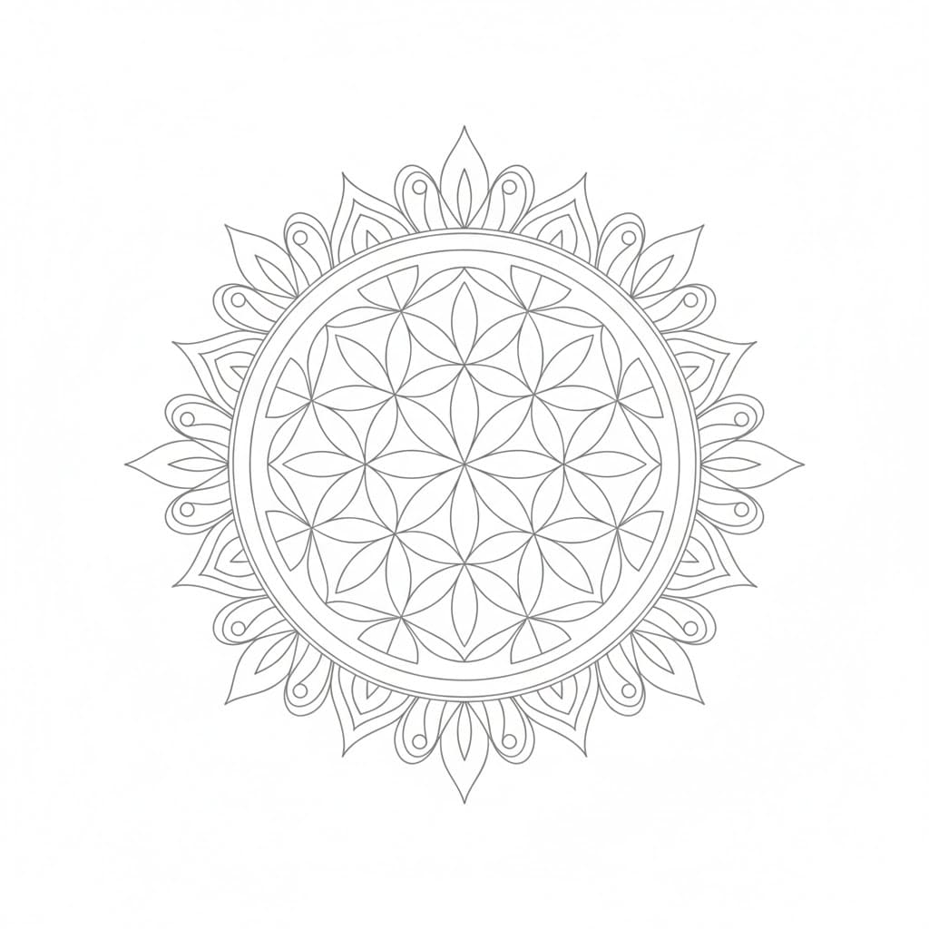 Holy Light Flower of Life Mandala Template Mandalas