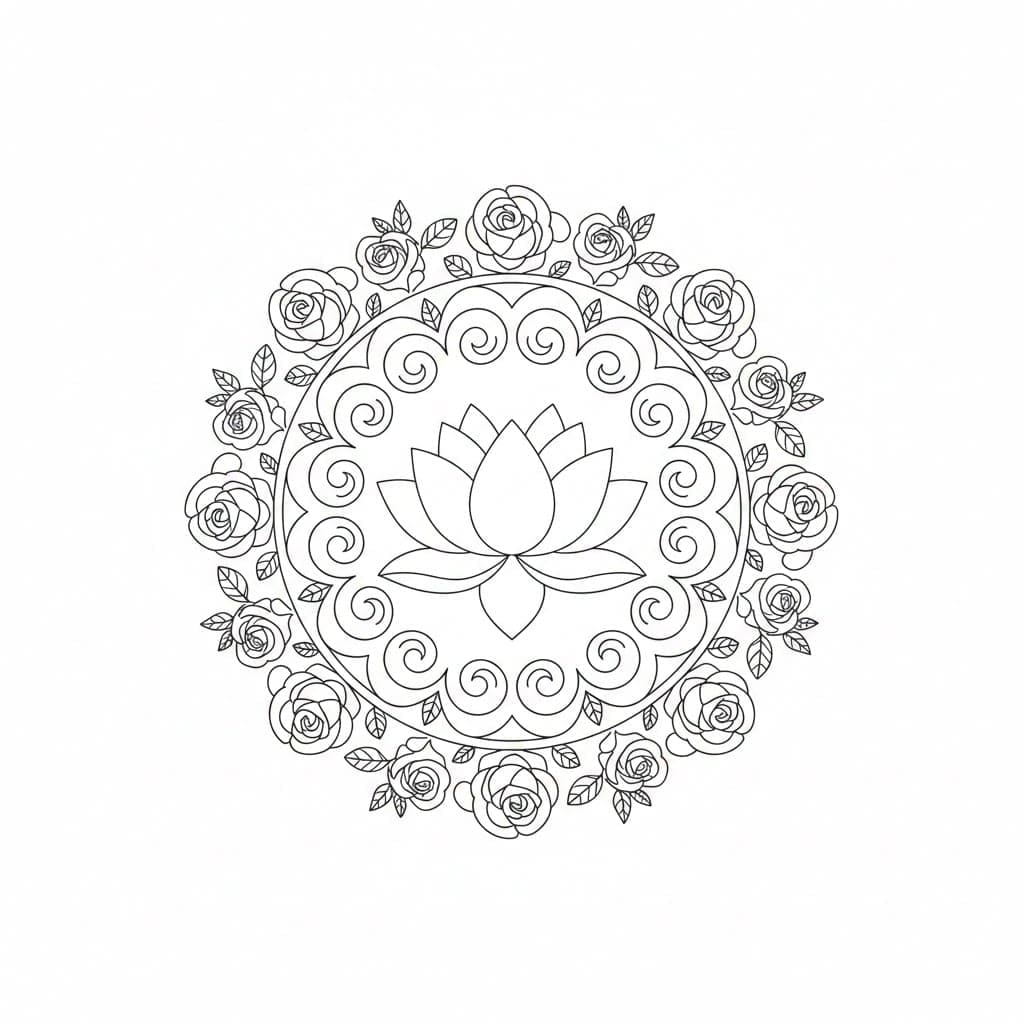 Blooming Grace Floral Mandala Template Mandalas