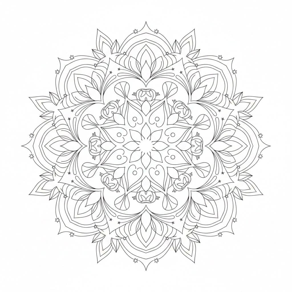 Celestial Bloom Floral Mandala Template Mandalas