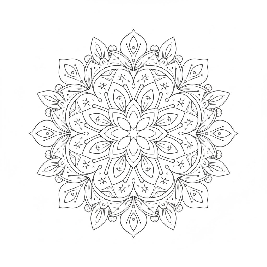 Celestial Calm Dotwork Mandala Templat Mandalas