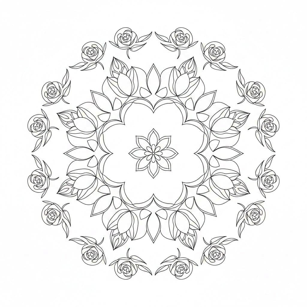Dawn Bloom Floral Mandala Template Mandalas