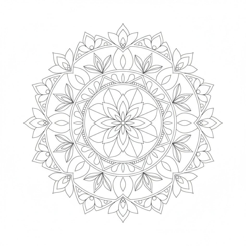 Floral Grace Symmetrical Mandala Template Mandalas