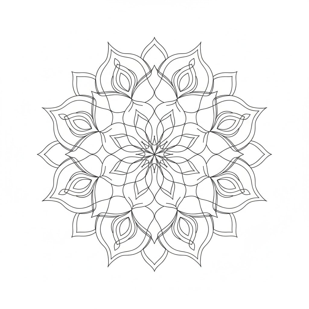 Flowing Line Art Mandala Template Mandalas