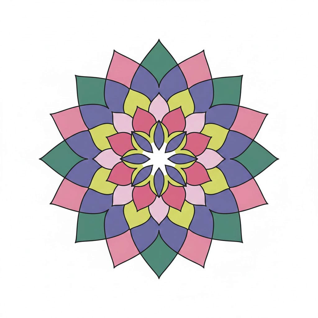 Lotus Bloom Colorful Mandala Template Mandalas