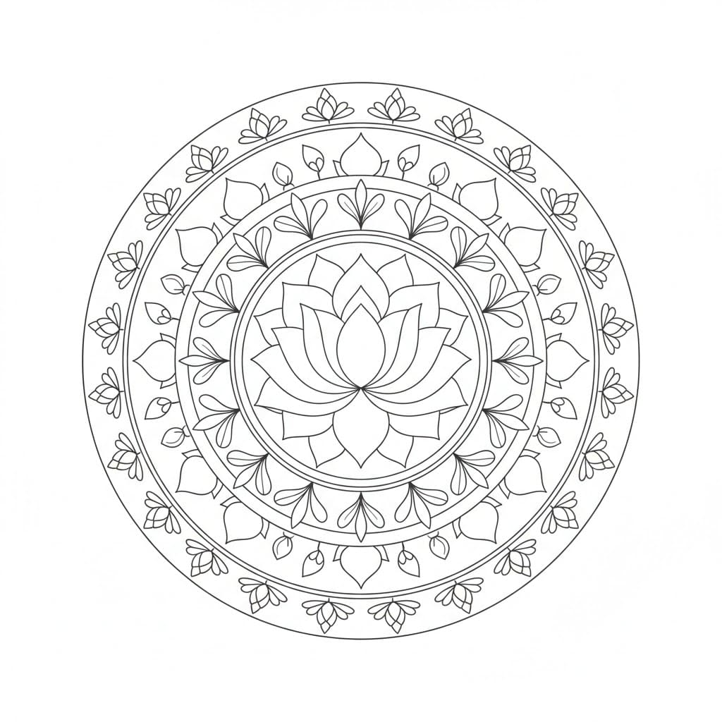 Lotus Calm Symmetrical Mandala Template Mandalas