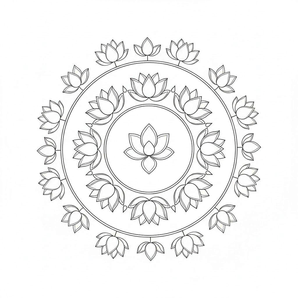 Lotus Radial Mandala Template Mandalas