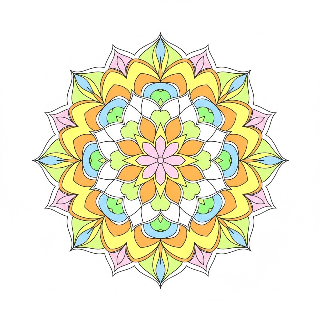 Luminous Colorful Mandala Template Mandalas