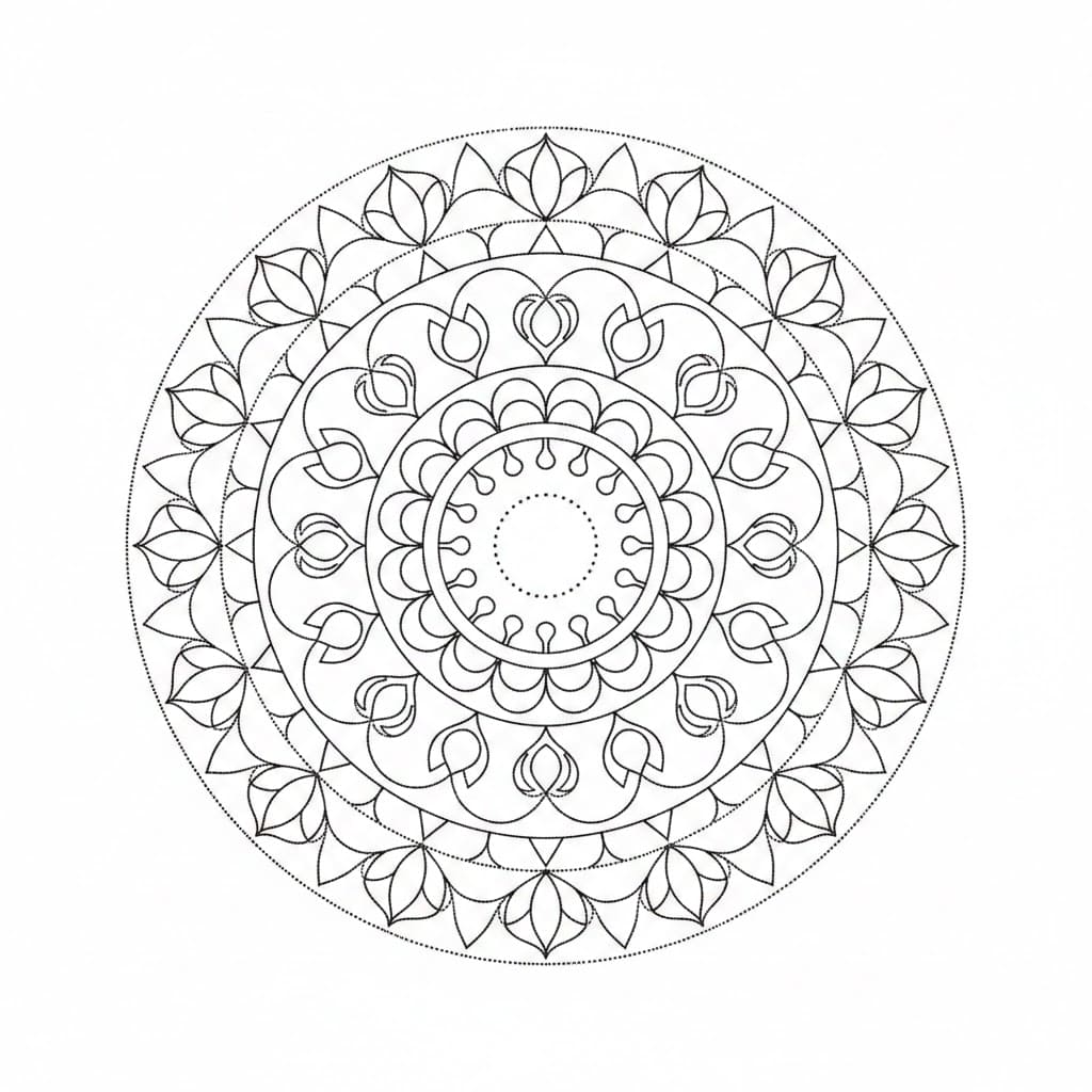 Lunar Calm Dotwork Mandala Template Mandalas