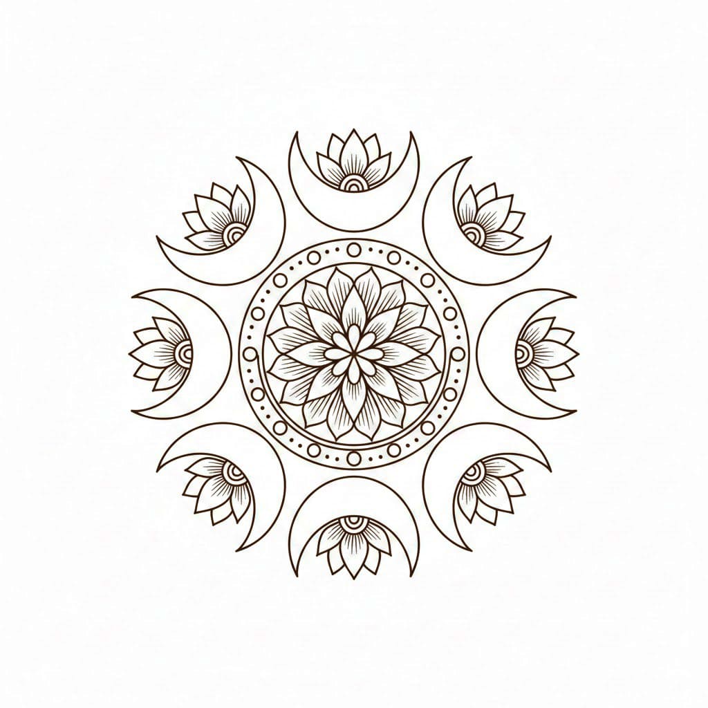 Moon Petals Henna Mandala Template Mandalas