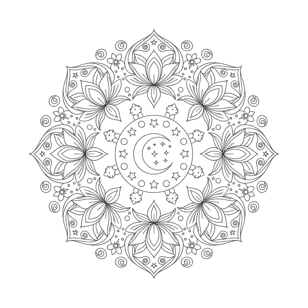 Moonlit Intricate Mandala Template Mandalas
