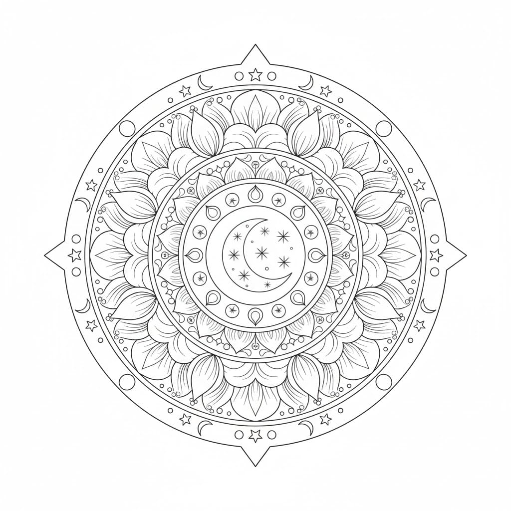 Moonlit Pattern Ornamental Mandala Template Mandalas