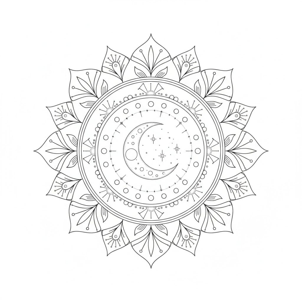Moonlit Stippled Mandala Template Mandalas