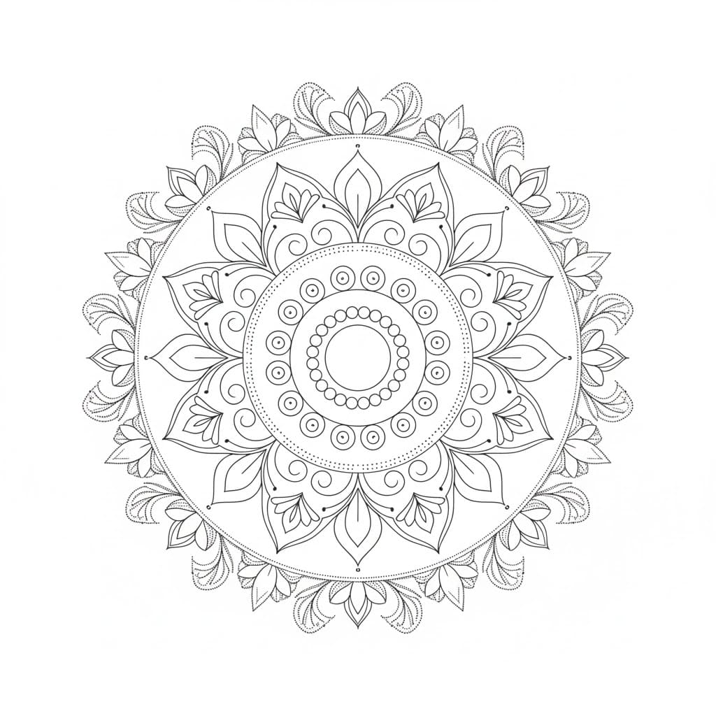 Peaceful Core Dotwork Mandala Template Mandalas
