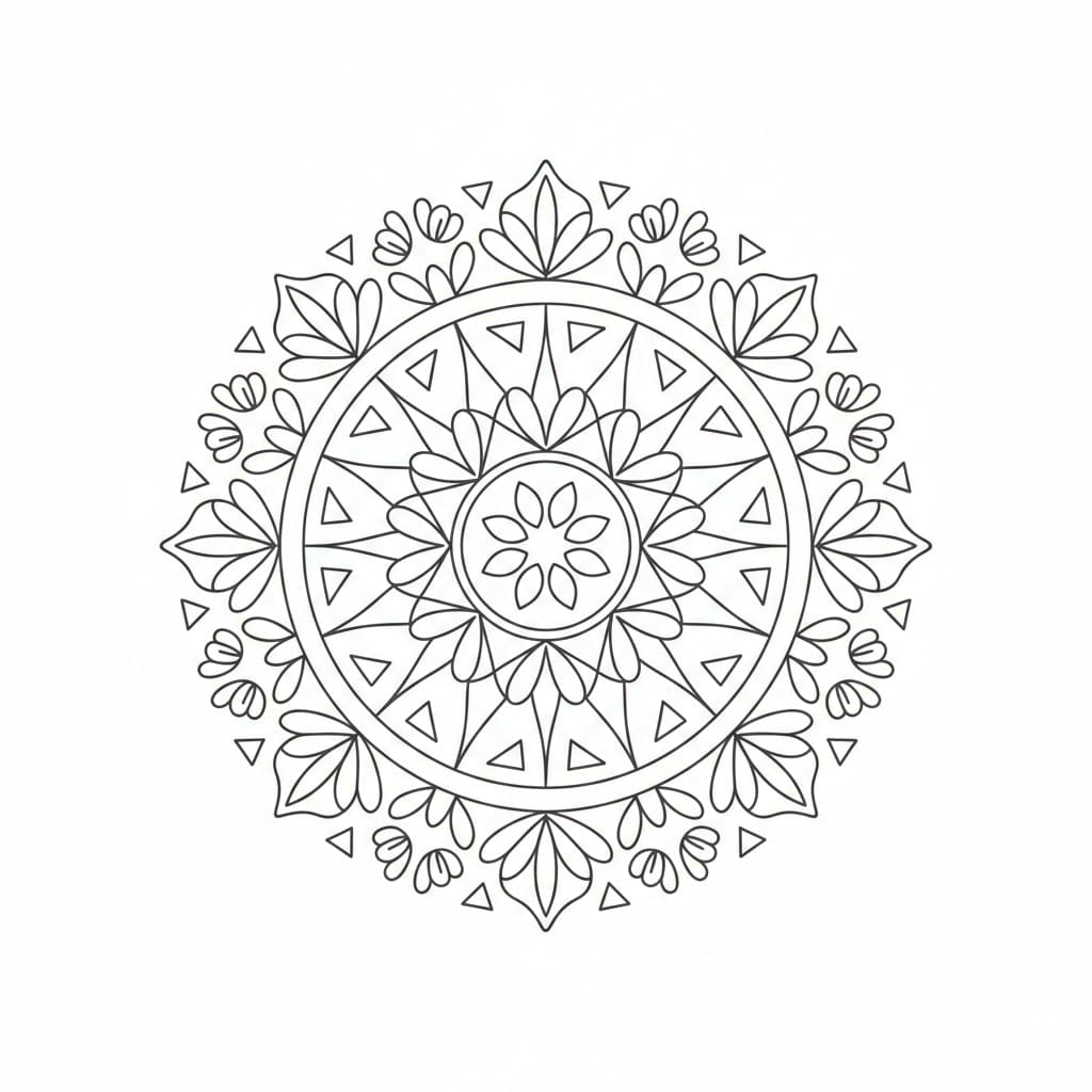 Radiant Line Art Mandala Template Mandalas