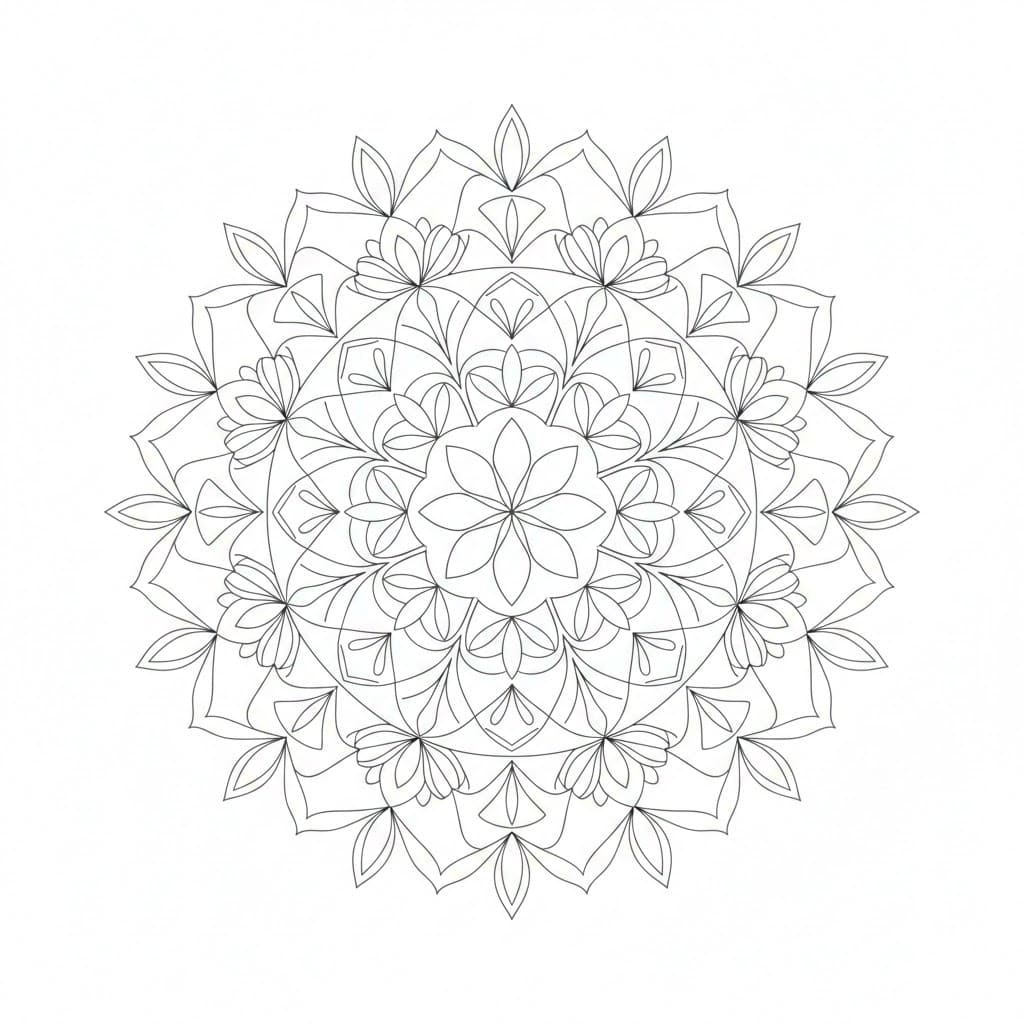 Radiant Symmetrical Mandala Template Mandalas