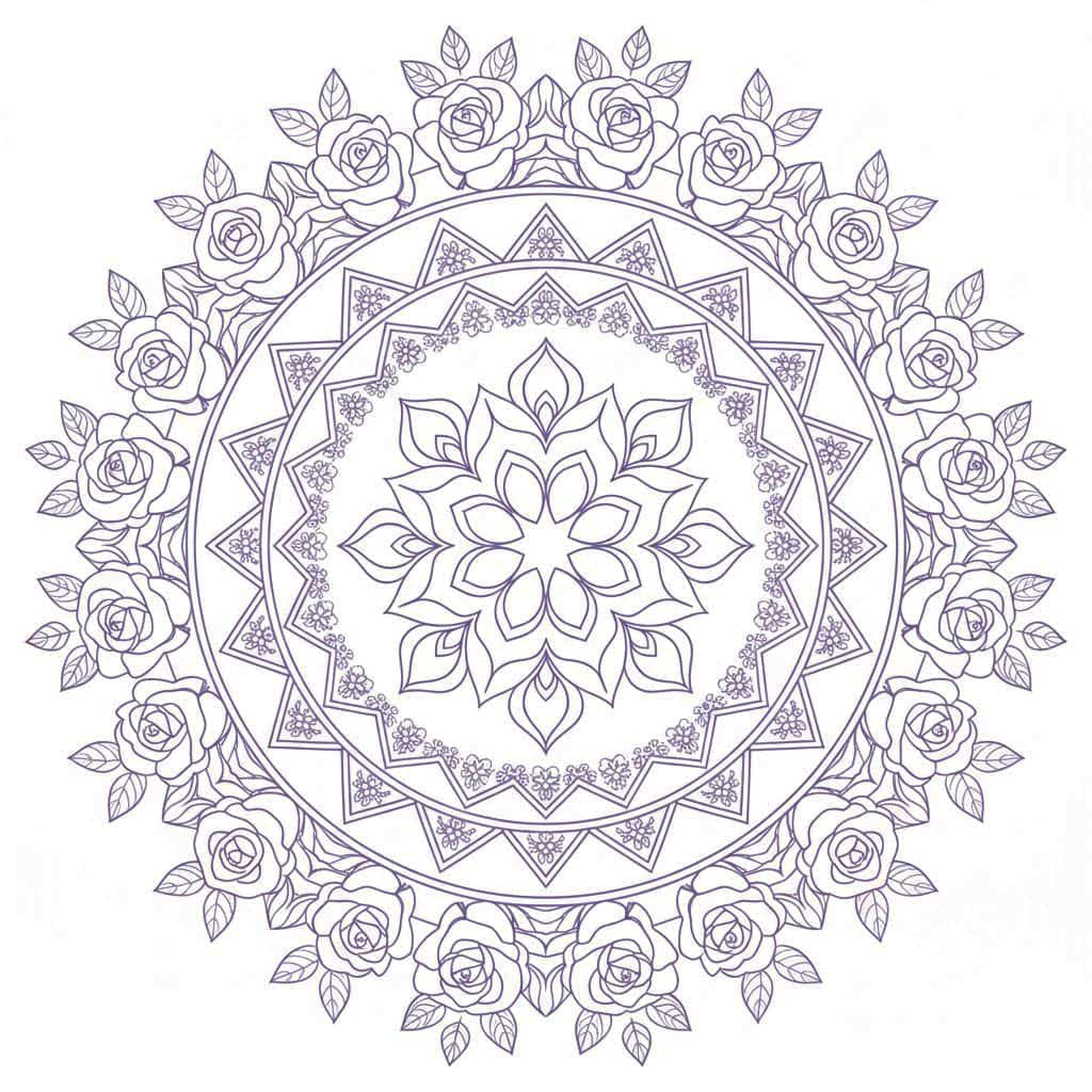 Rosy Floral Mandala Template Mandalas