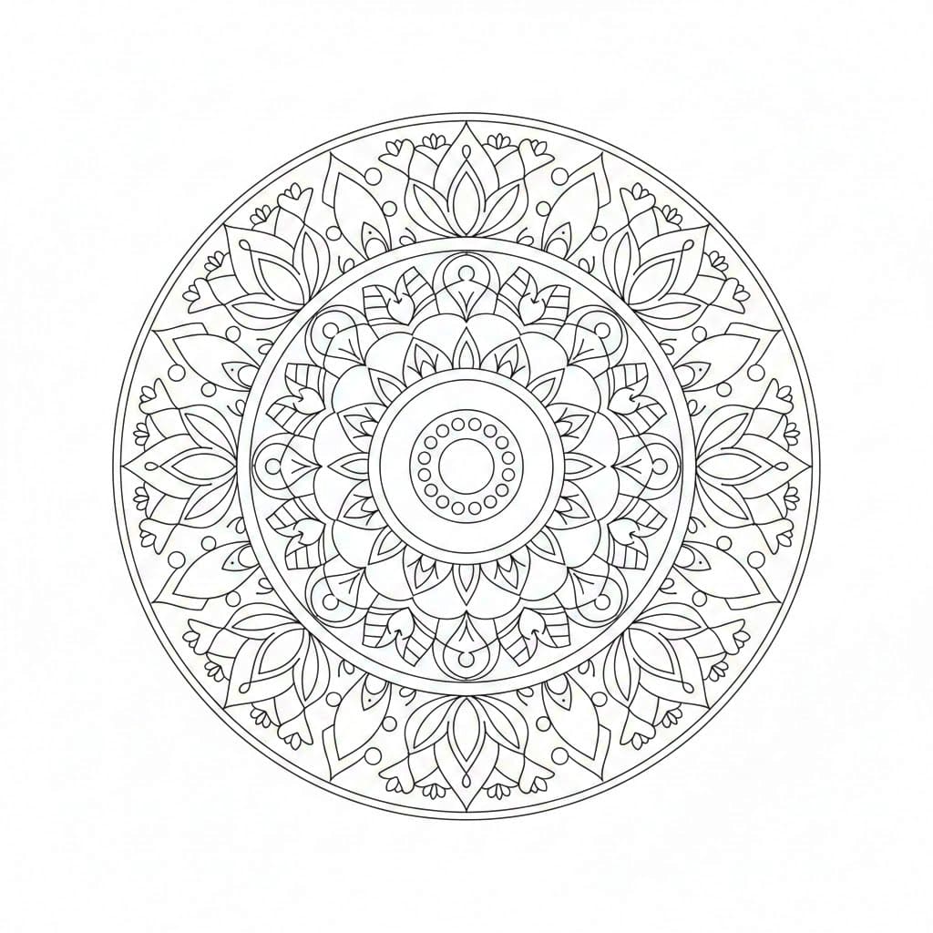 Serene Line Art Mandala Template Mandalas