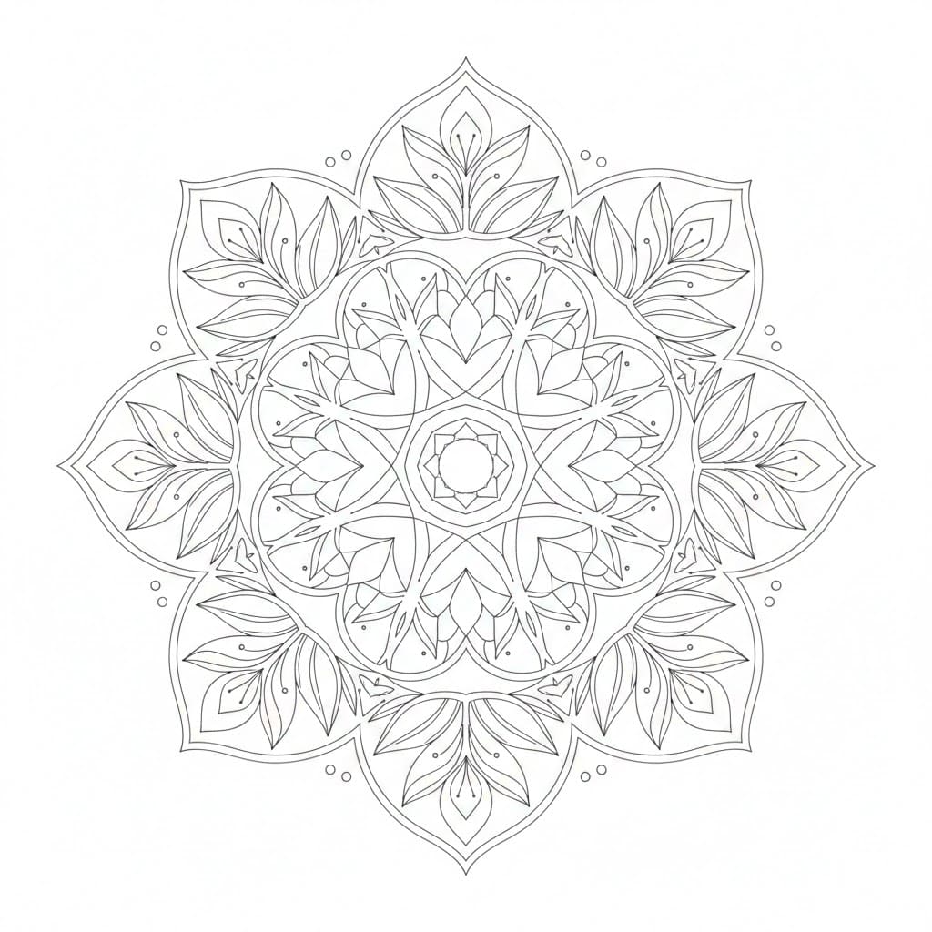 Serene Symmetrical Mandala Template Mandalas