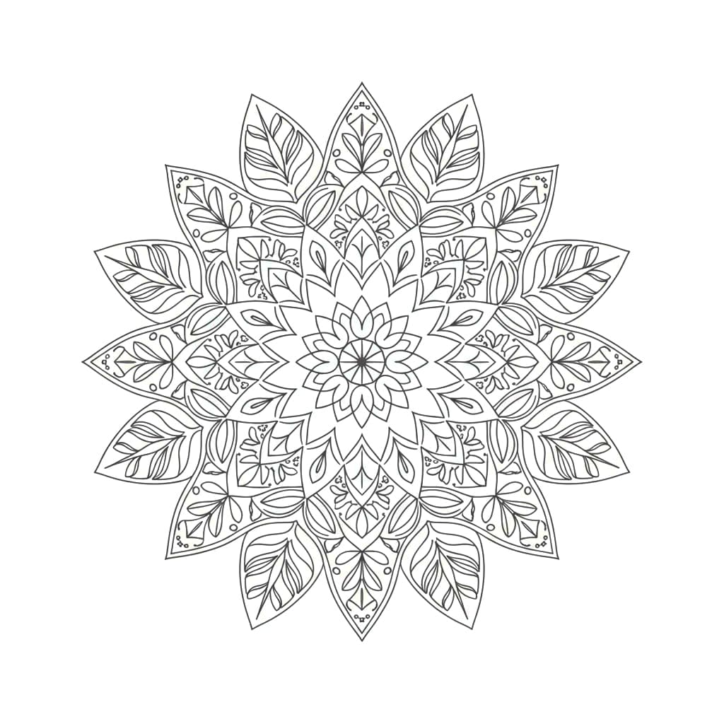 Simple Leaf Minimalist Mandala Template Mandalas