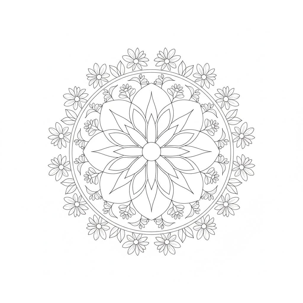 Sunlit Floral Mandala Template Mandalas