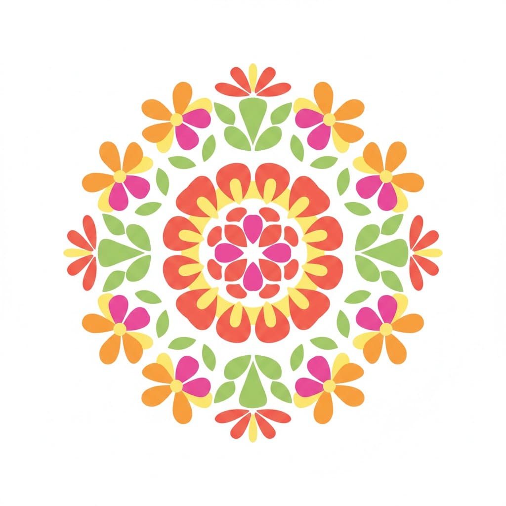 Sunny Colorful Mandala Template Mandalas