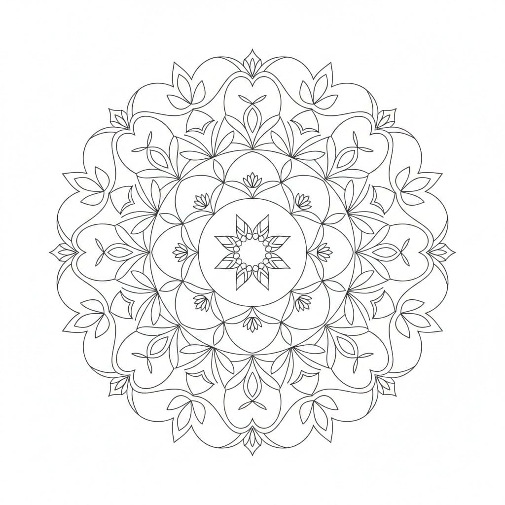 Tranquil Aura Symmetrical Mandala Template Mandalas