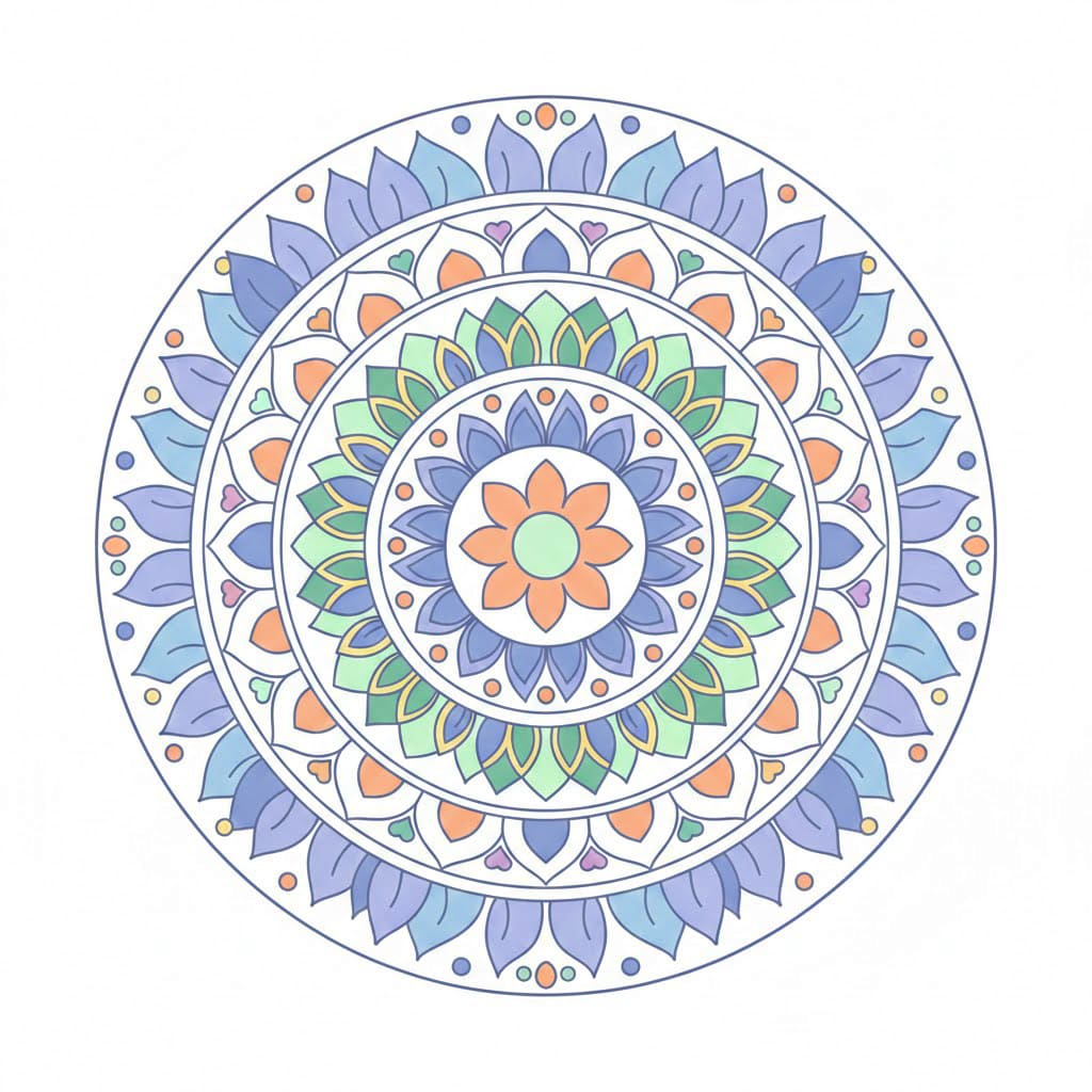 Tranquil Colorful Mandala Template Mandalas