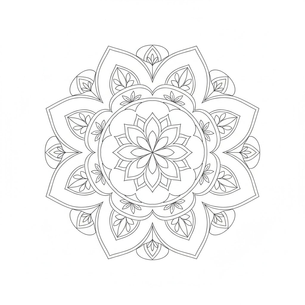 Tranquil Line Art Mandala Template Mandalas