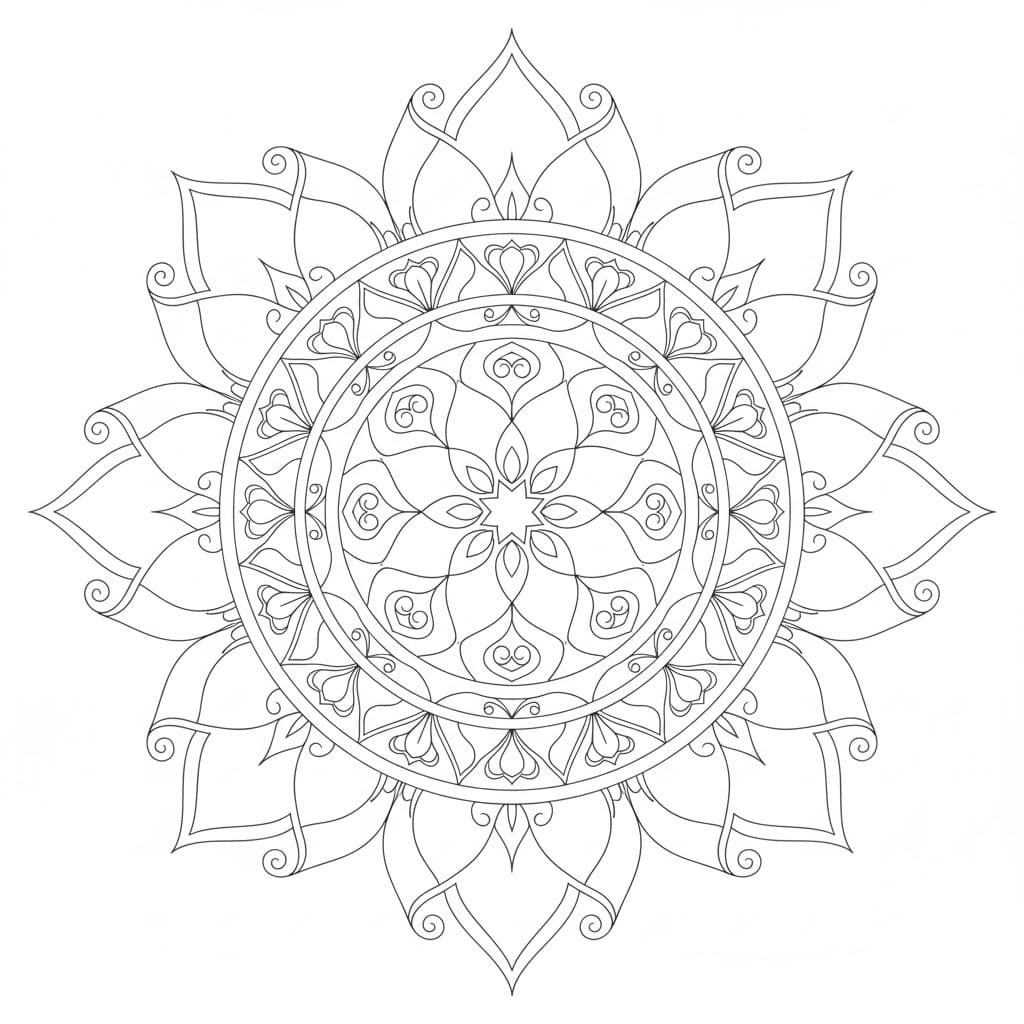 Tranquil Petal Ornamental Mandala Template Mandalas