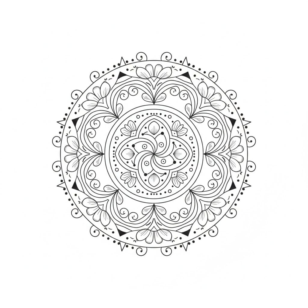 Velvet Spiral Blackwork Mandala Template Mandalas