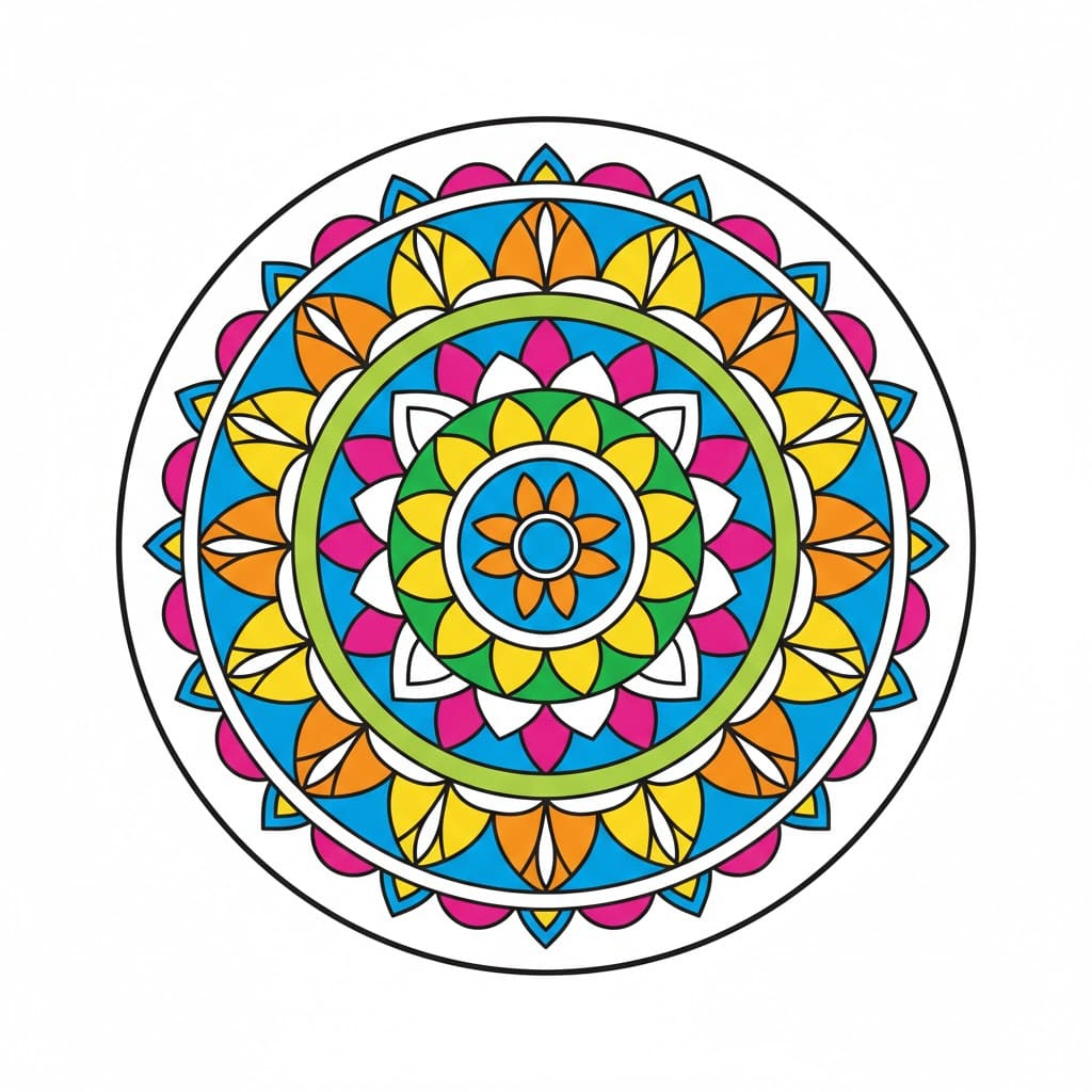 Vivid Colorful Mandala Template Mandalas