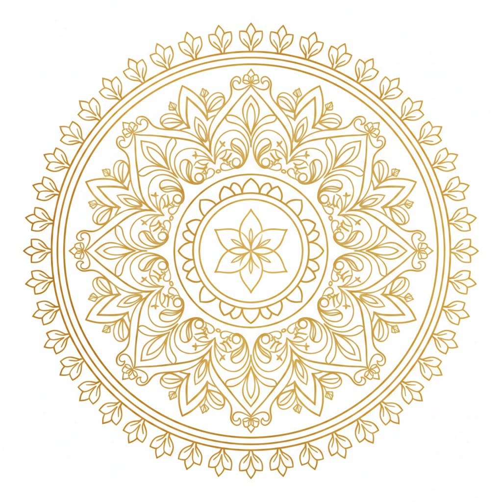 Golden Harmony Hindu Mandala Design Mandalas