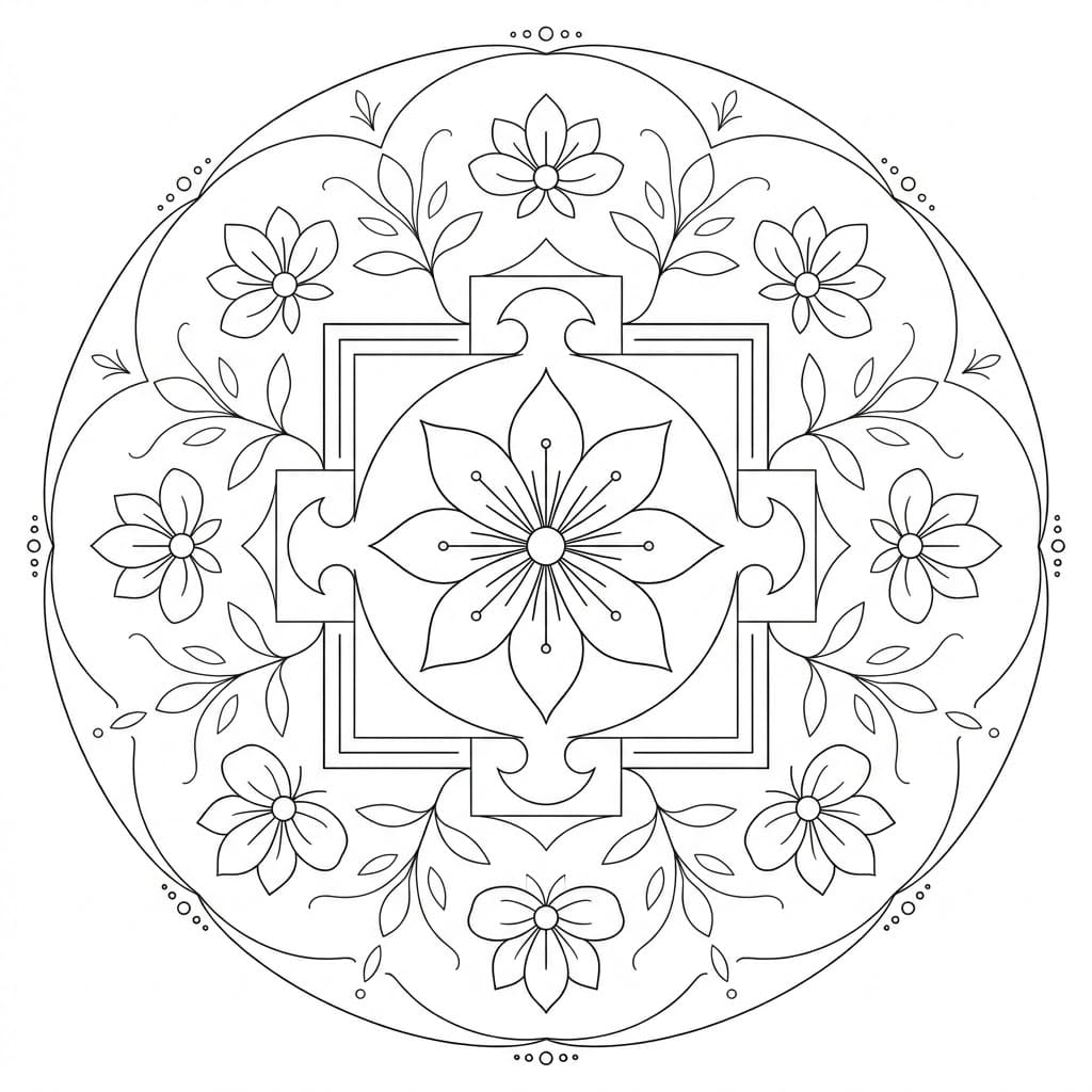 Harmony Bloom Yantra Mandala Template Mandalas