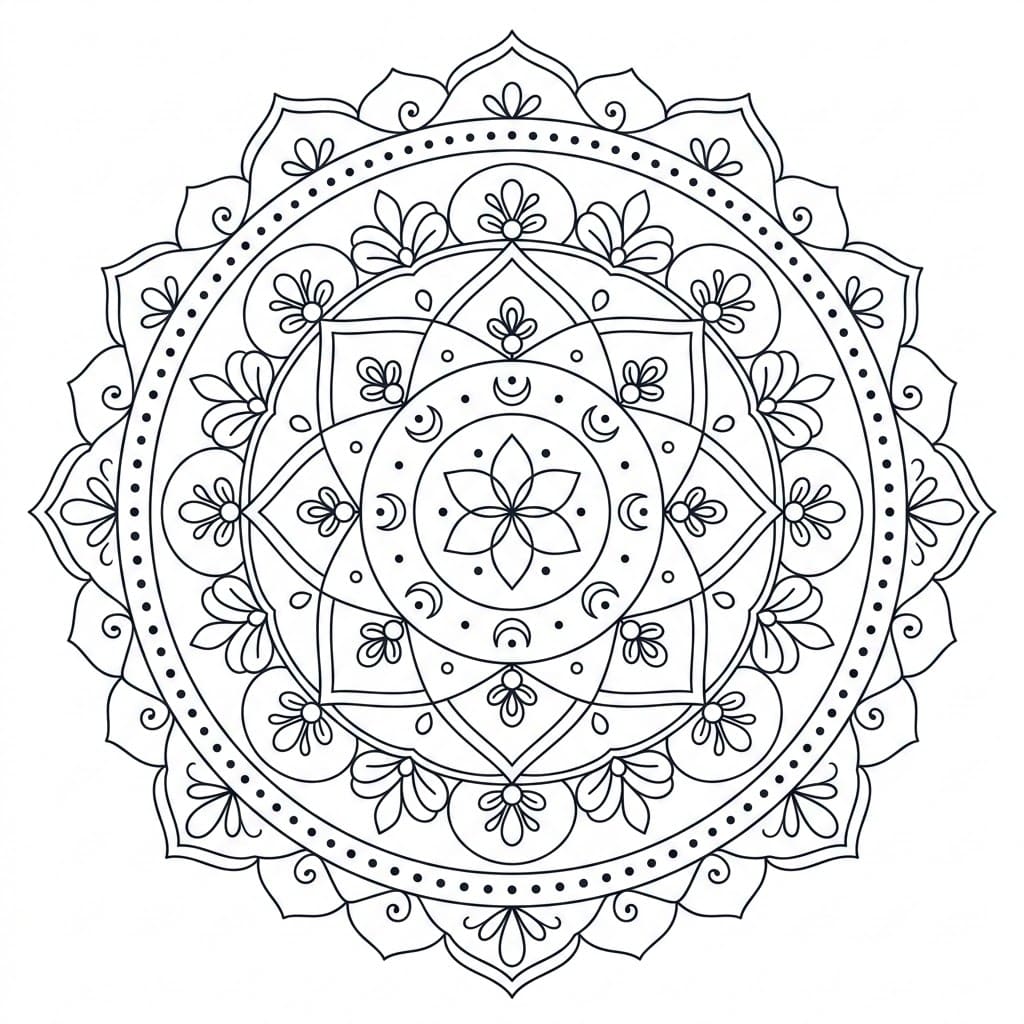 Moonlit Grace Yantra Mandala Template Mandalas