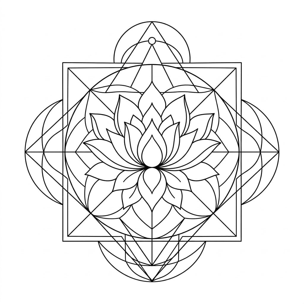 Radiant Lotus Yantra Mandala Template Mandalas
