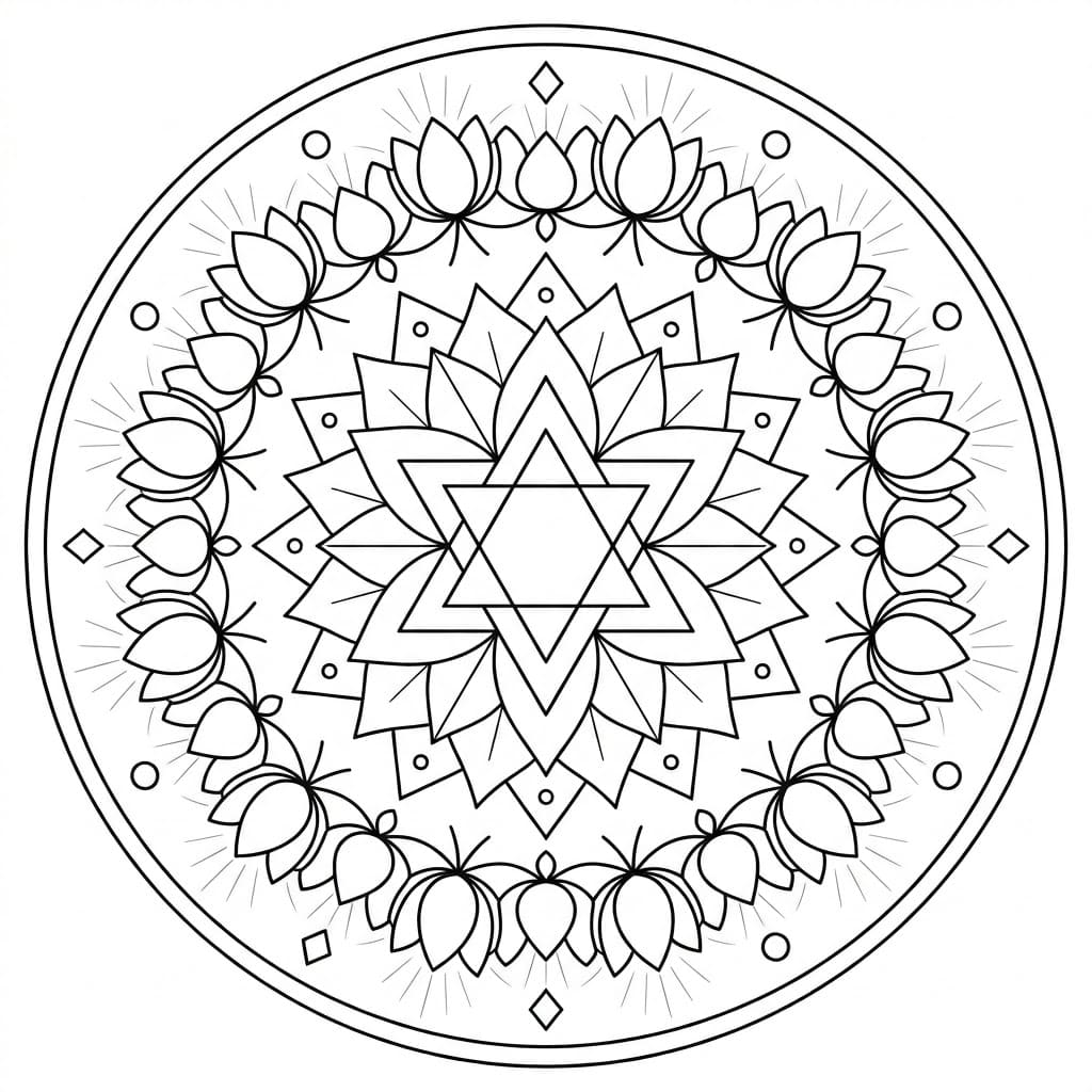 Sunrise Glow Yantra Mandala Template Mandalas