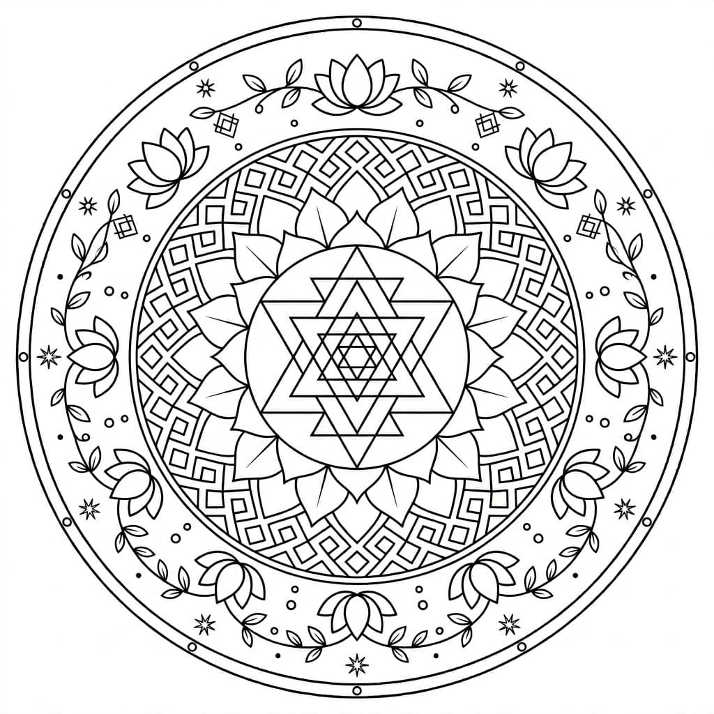 Vibrant Soul Yantra Mandala Template Mandalas