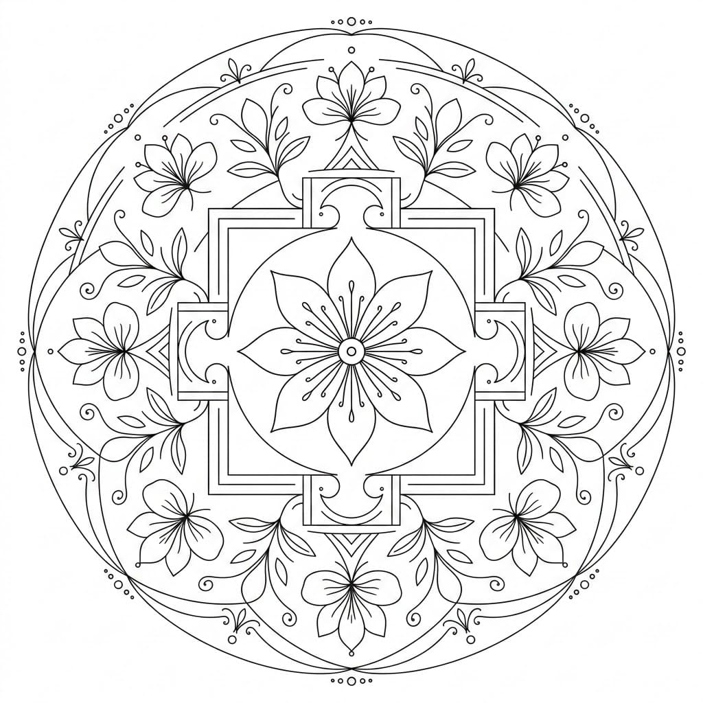 Zen Blossom Yantra Mandala Template Mandalas