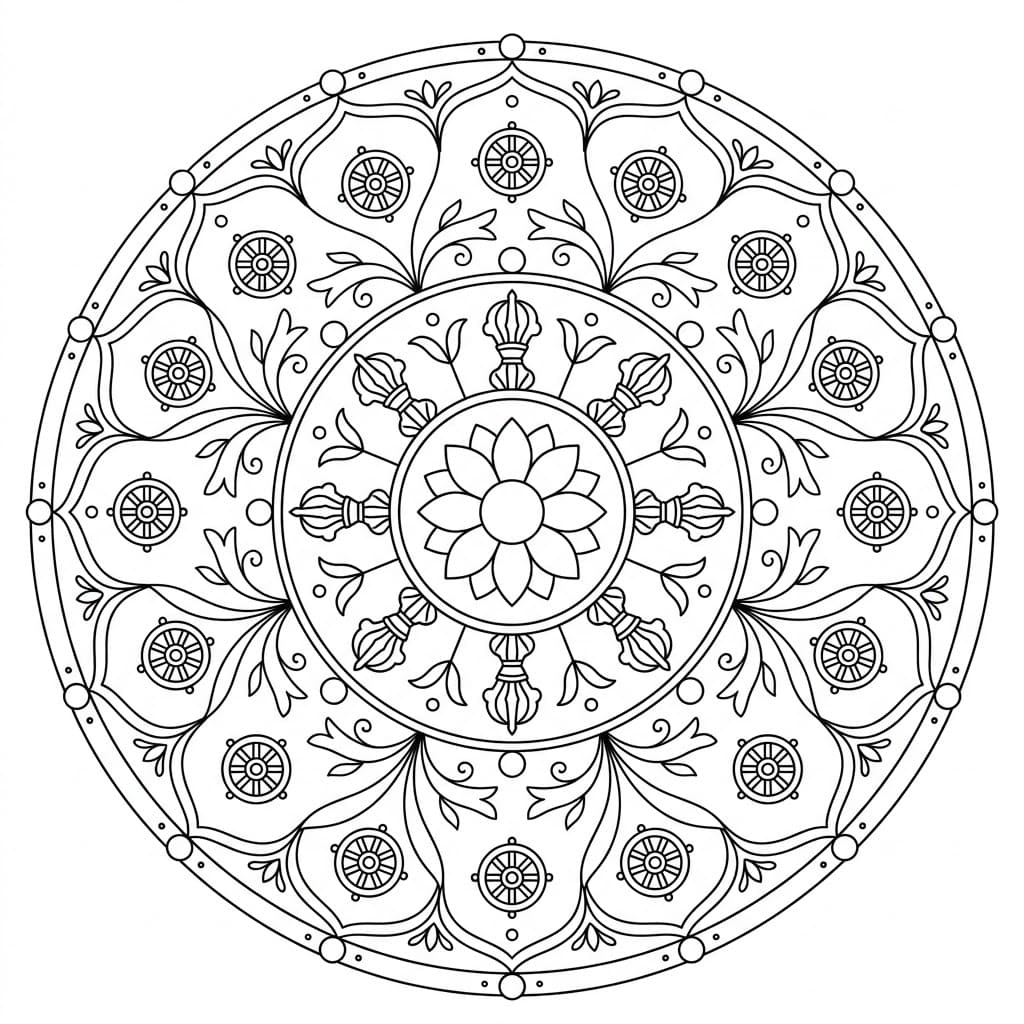 Ancient Vajrayana Mandala Template Mandalas
