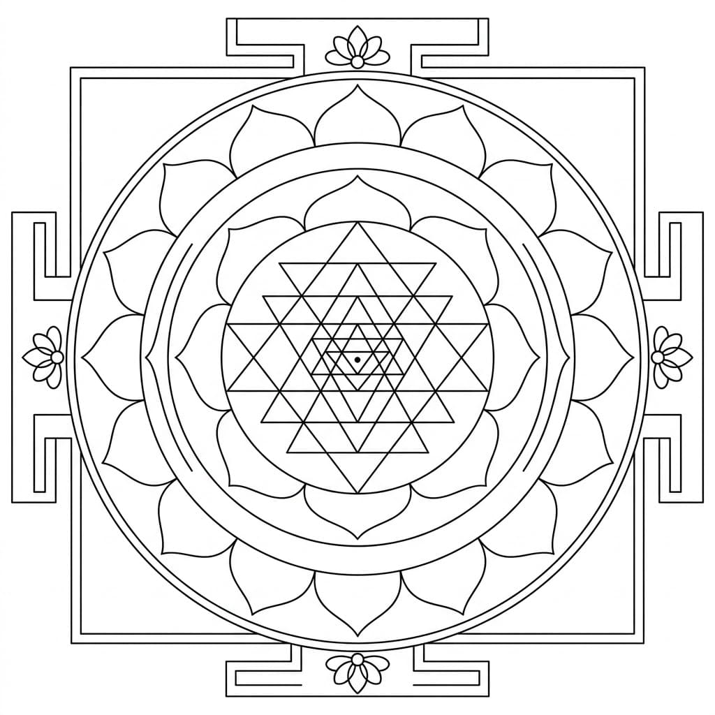 Aura Sri Yantra Mandala Template Mandalas