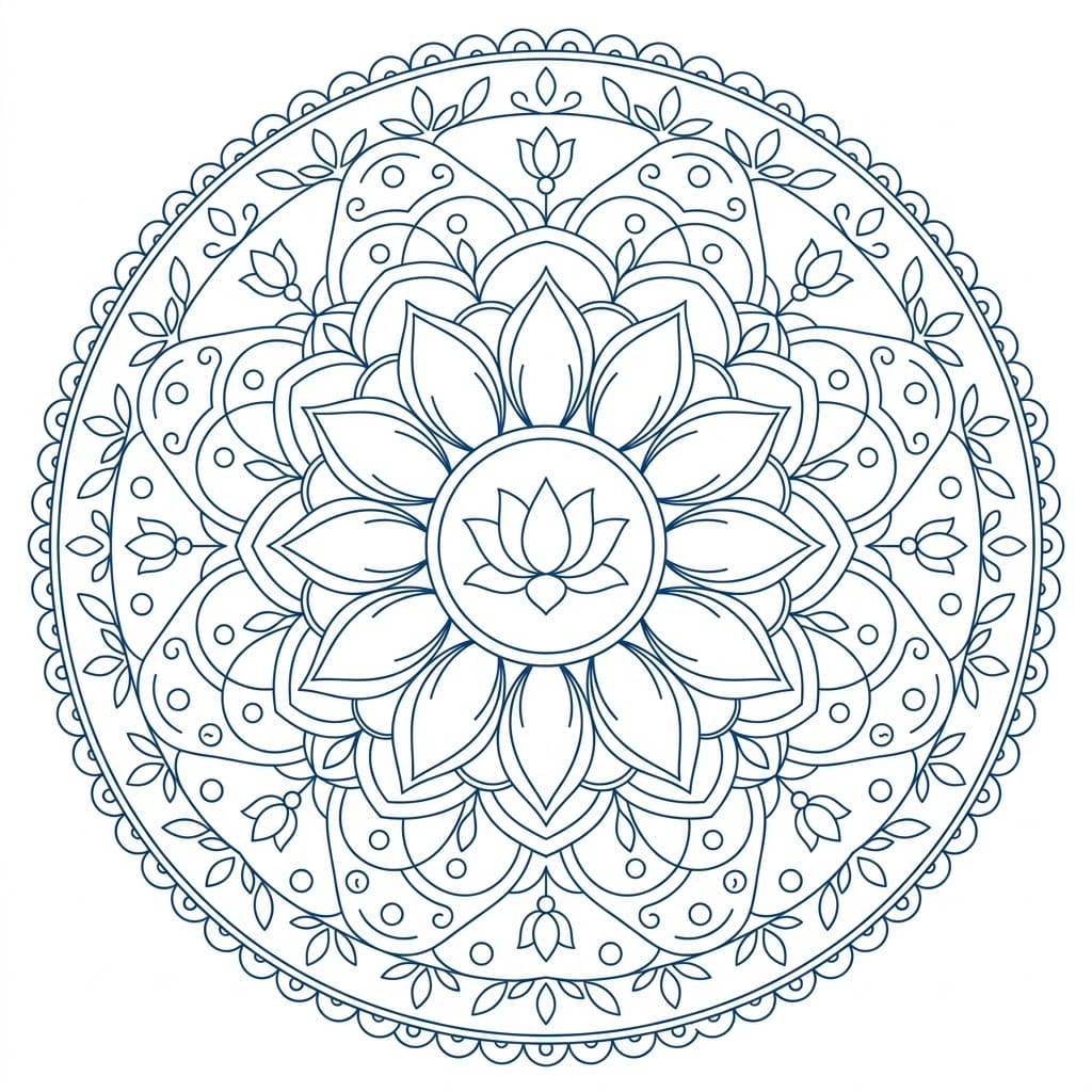 Azure Harmony Nava Padma Mandala Pattern Mandalas